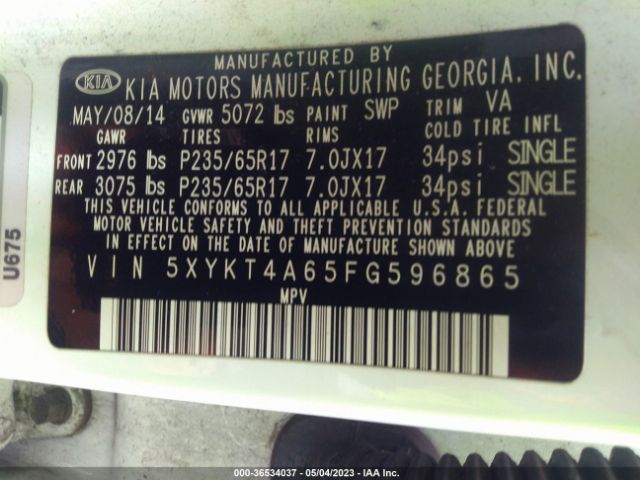 5XYKT4A65FG596865 KIA SORENTO LX
