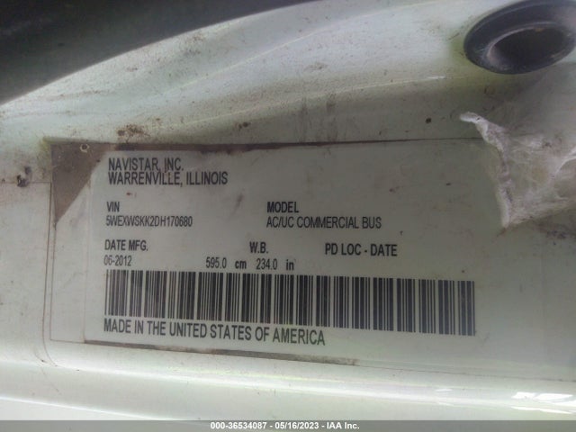 2013 Ic Corporation 3000 Ac მანქანა იყიდება აუქციონზე, vin: 5WEXWSKK2DH170680, აუქციონის ნომერი: 36534087