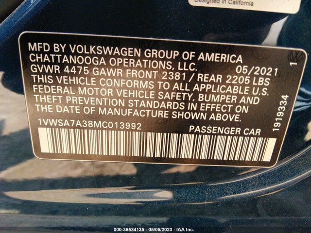 1VWSA7A38MC013992 Volkswagen Passat 2.0t Se