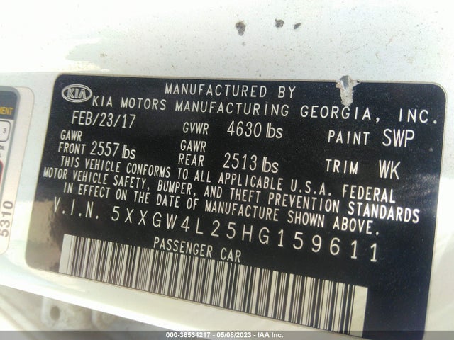 KIA OPTIMA SX 2017 5XXGW4L25HG159611 Image 10