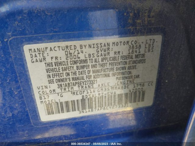 3N1AB7AP8EY273321 Nissan SENTRA SR