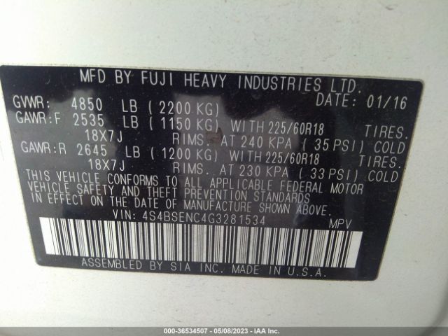 4S4BSENC4G3281534 Subaru Outback 3.6r Limited