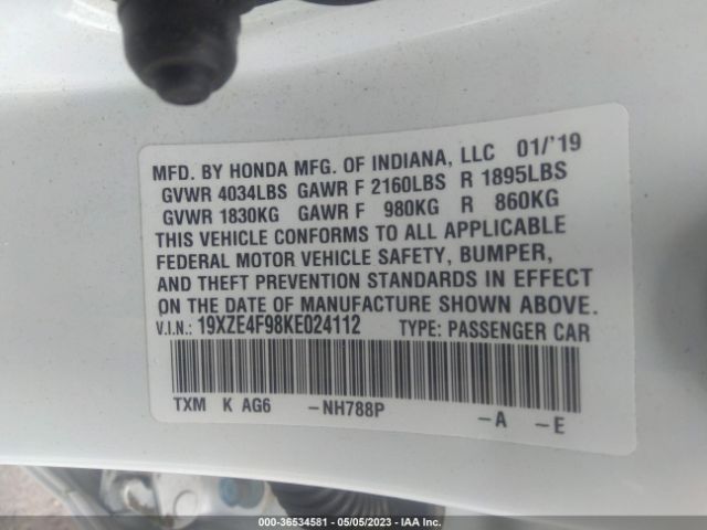 19XZE4F98KE024112 Honda Insight Touring
