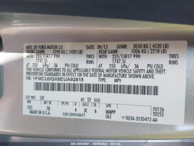 1FMCU0GX8EUA92815 Ford ESCAPE SE