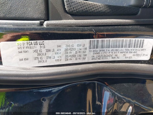 1C4RJFDJ5HC645747 Jeep Grand Cherokee Srt