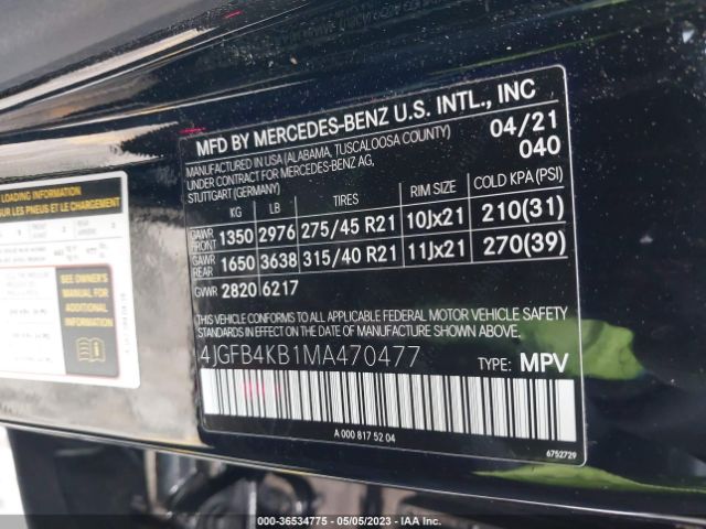 4JGFB4KB1MA470477 Mercedes-Benz Gle Gle 350