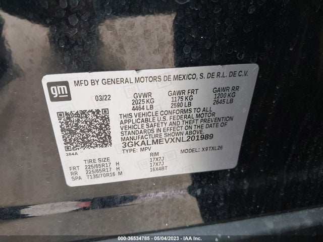 3GKALMEVXNL201989 GMC Terrain Sle