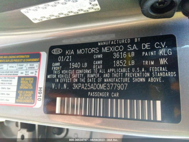 3KPA25AD0ME377907 KIA Rio 5-door S