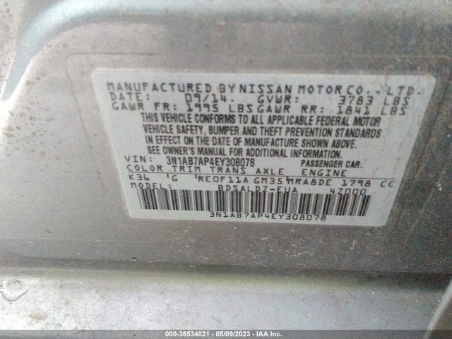 Nissan SENTRA SV 2014 3N1AB7AP4EY308078 Image 10
