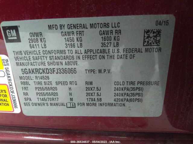 5GAKRCKD3FJ336066 Buick Enclave Premium