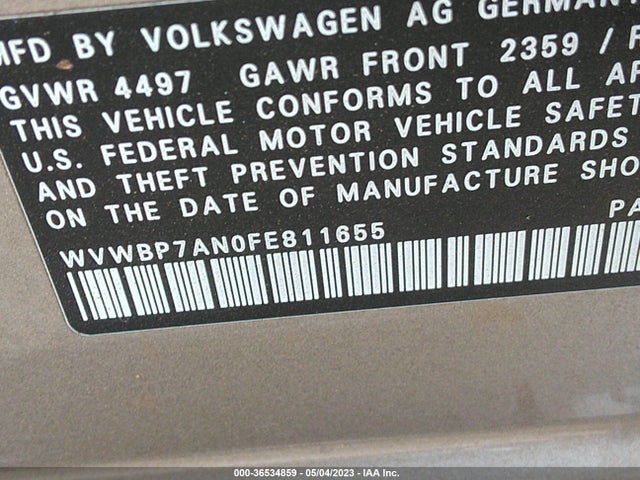 WVWBP7AN0FE811655 Volkswagen CC SPORT