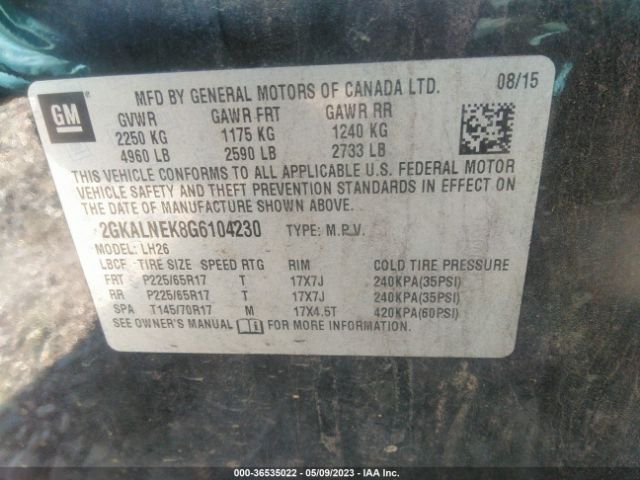 2GKALNEK8G6104230 GMC Terrain Sle