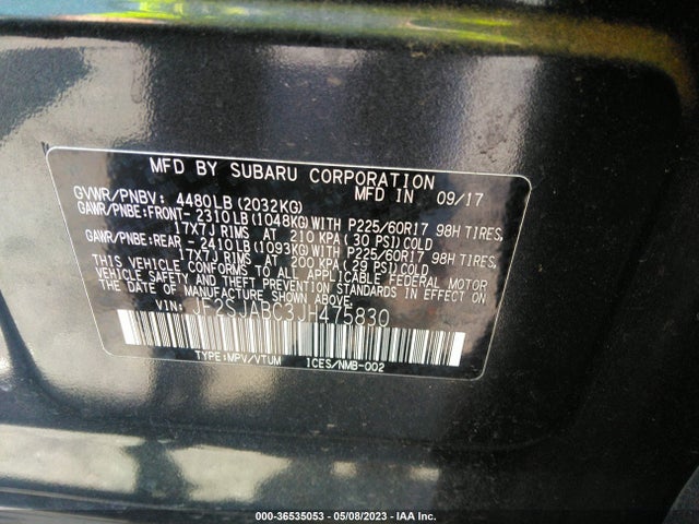 JF2SJABC3JH475830 Subaru Forester