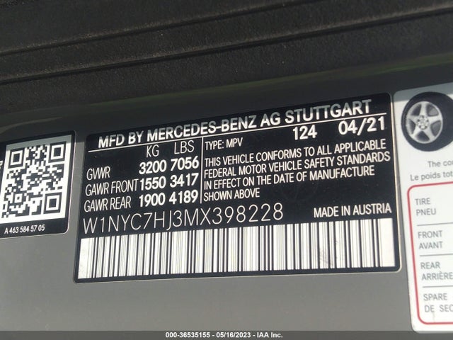 2021 Mercedes-Benz G-Class, VIN: W1NYC7HJ3MX398228