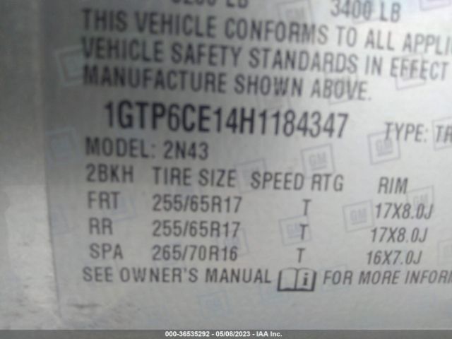 1GTP6CE14H1184347 GMC Canyon 4wd Sle