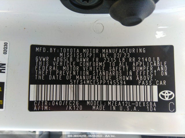 2023 TOYOTA COROLLA SE VIN: 5YFS4MCE5PP145594