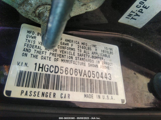 1997 HONDA ACCORD SDN SPECIAL EDITION VIN: 1HGCD5606VA050443