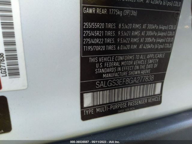 SALGS3EF8GA277838 Land Rover Range Rover Supercharged