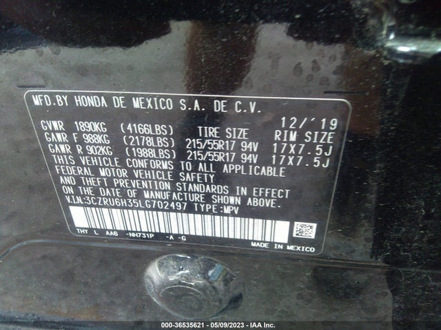 Honda HR-V LX 2020 3CZRU6H35LG702497 Image 9