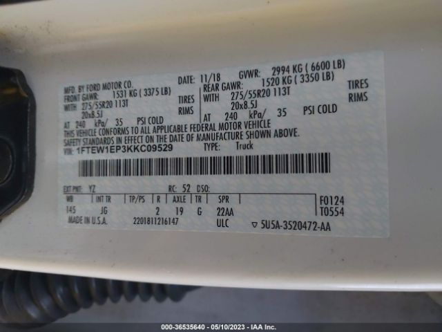 1FTEW1EP3KKC09529 Ford F-150 Xl/xlt/lariat