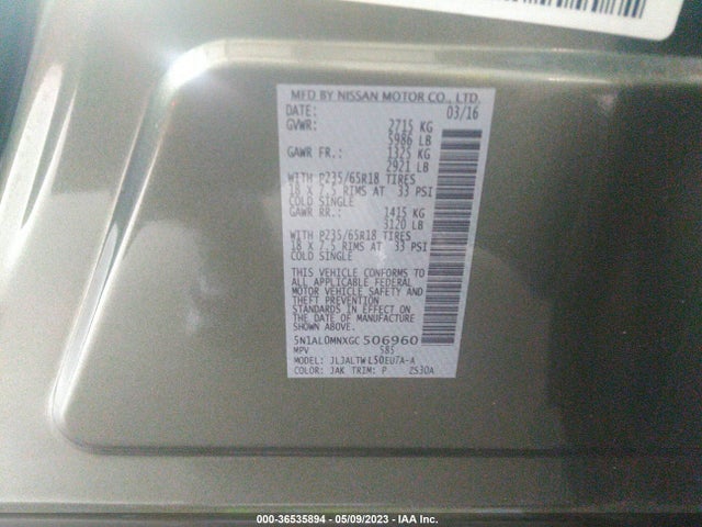 5N1AL0MNXGC506960 Infiniti QX60
