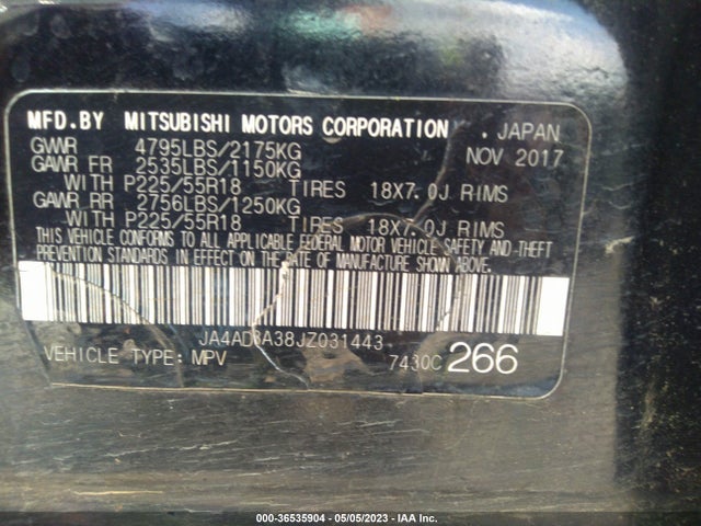JA4AD3A38JZ031443 Mitsubishi Outlander Se/sel/le