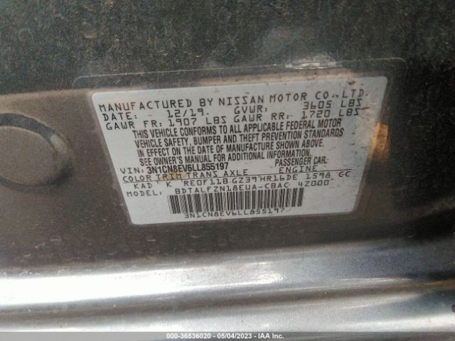 3N1CN8EV6LL855197 Nissan VERSA SV