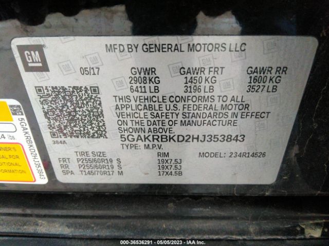 5GAKRBKD2HJ353843 Buick Enclave Leather