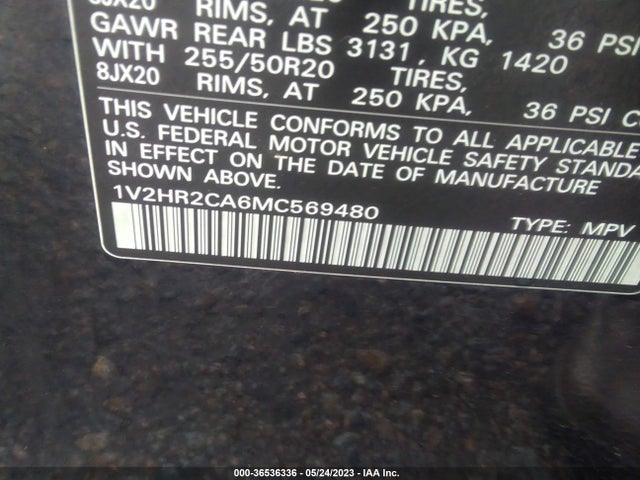 1V2HR2CA6MC569480 Volkswagen Atlas 3.6l V6 Se W/technology