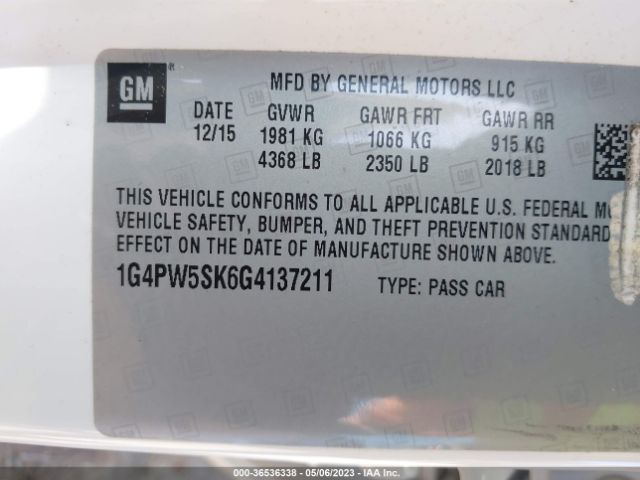 1G4PW5SK6G4137211 Buick Verano Sport Touring
