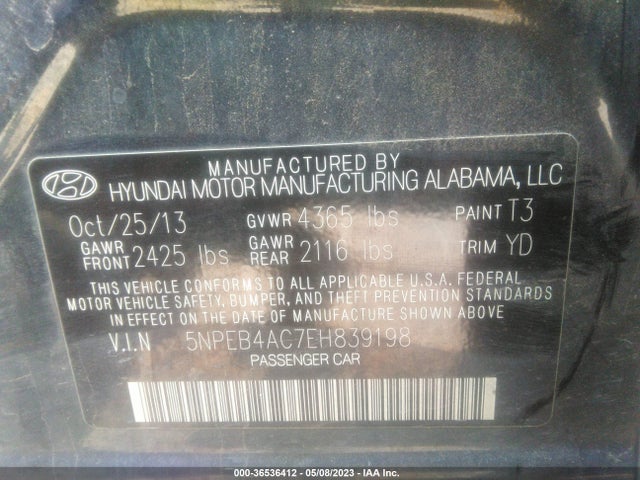 Hyundai SONATA GLS 2014 5NPEB4AC7EH839198 Image 10