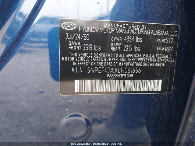 Hyundai SONATA SEL 2020 5NPEF4JAXLH061656 Image 10