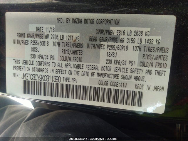 Mazda Cx-9 Touring 2019 JM3TCBCY9K0311390 Image 9
