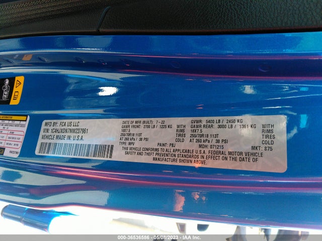 1C4HJXDN7NW237961 Jeep Wrangler Unlimited Sport Altitude