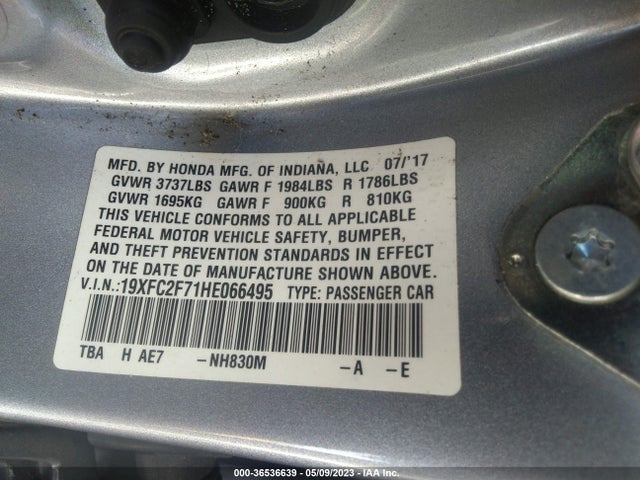 Honda Civic Sedan Ex 2017 19XFC2F71HE066495 Image 9