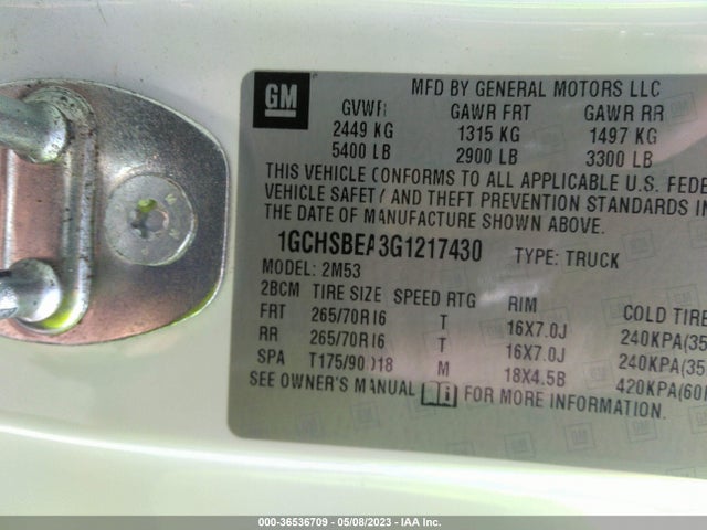 Chevrolet Colorado 2wd Wt 2016 1GCHSBEA3G1217430 Image 10