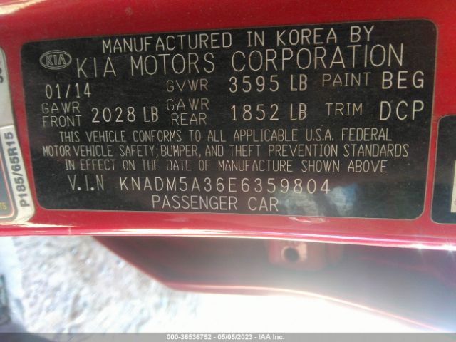 KNADM5A36E6359804 KIA RIO LX