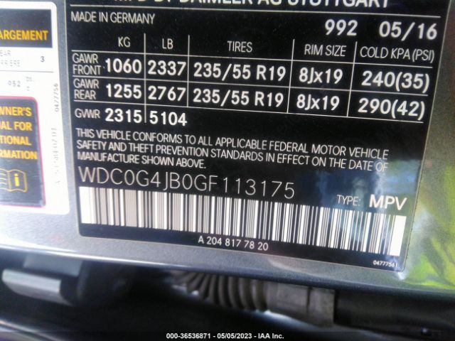 WDC0G4JB0GF113175 Mercedes-Benz Glc Glc 300