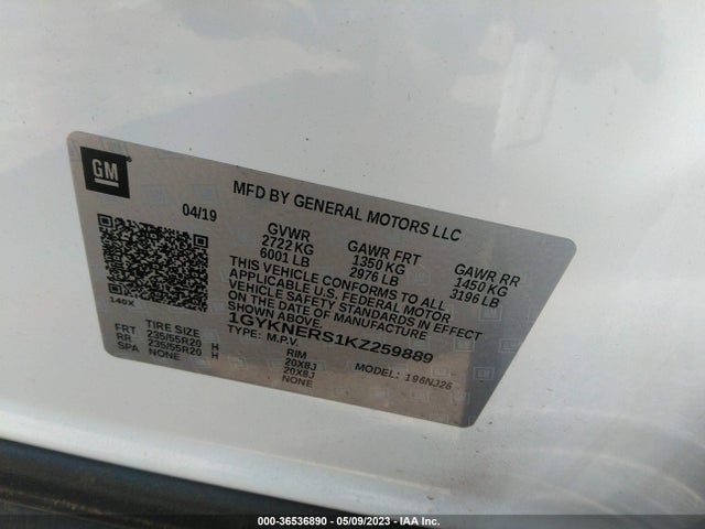 1GYKNERS1KZ259889 Cadillac Xt5 Premium Luxury Fwd