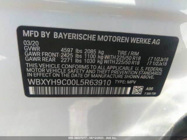 WBXYH9C00L5R63910 BMW X2 Sdrive28i