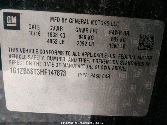 Chevrolet MALIBU LS 2017 1G1ZB5ST3HF147873 Image 10