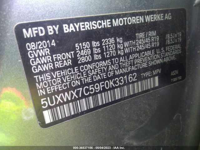 5UXWX7C59F0K33162 BMW X3 Xdrive35i