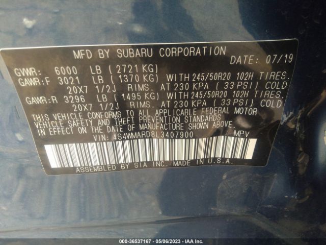 4S4WMARD8L3407900 Subaru Ascent Touring
