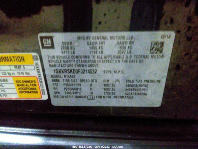 1GKKRSKD3FJ214532 GMC ACADIA SLT