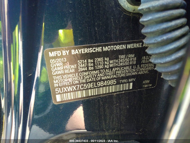 2014 BMW X3 XDRIVE35I VIN: 5UXWX7C59EL984985