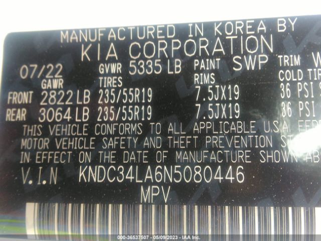 KNDC34LA6N5080446 KIA Ev6 Wind