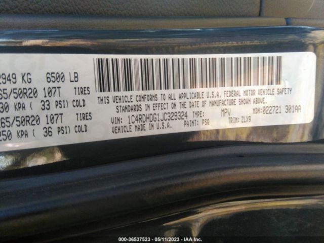 1C4RDHDG1JC329324 Dodge DURANGO GT