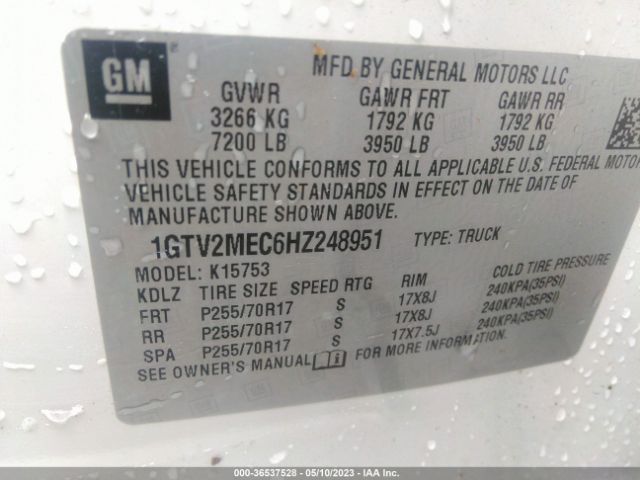 1GTV2MEC6HZ248951 GMC Sierra 1500 Sle