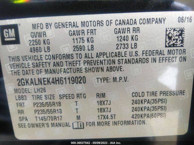 2GKALNEK4H6119020 GMC Terrain Sle