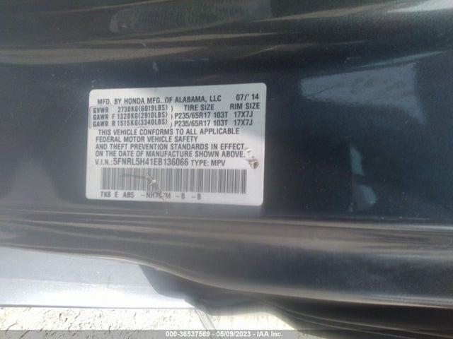 Honda ODYSSEY EX 2014 5FNRL5H41EB136066 Image 9